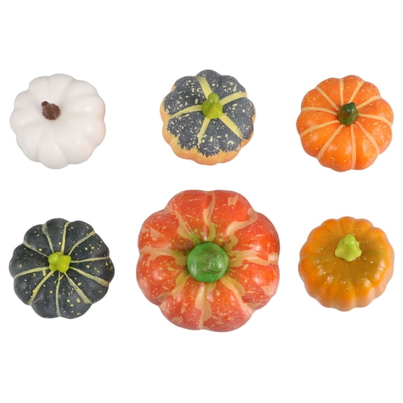 TEHAUX 6Pcs Realistic Foam Pumpkins for Autumn Party Decor and Tsgiving Display in Assorted Colors