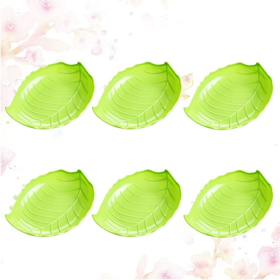 TEHAUX 6-Piece Leaf Shape Fruit Plates Set, Creative PP Serving Dishes for Kitchen and Dining