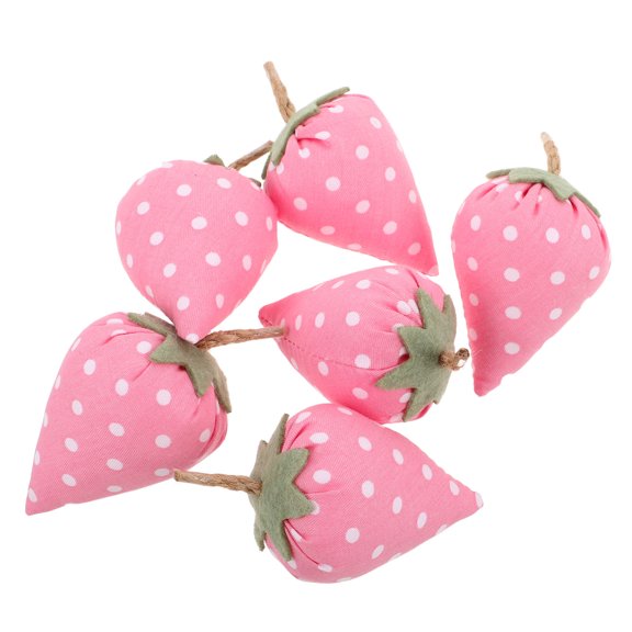 TEHAUX 6Pcs Artificial Pink Strawberries Fabric Ornaments for Living Room Bedroom Wedding Decorations