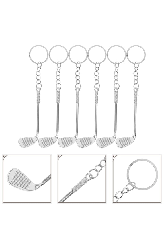 6pcs Golf Party Favor Golf Club Keychain Alloy Bag Charm for Sports Fans Daily Use