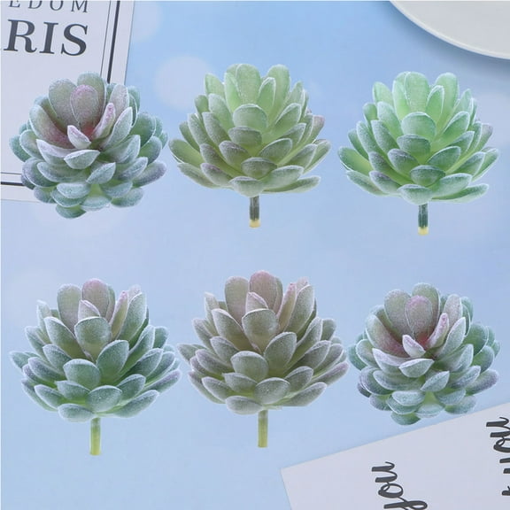 TEHAUX 6Pcs Simulated Succulent Plants Assorted Color Leaves for Home and Office Use