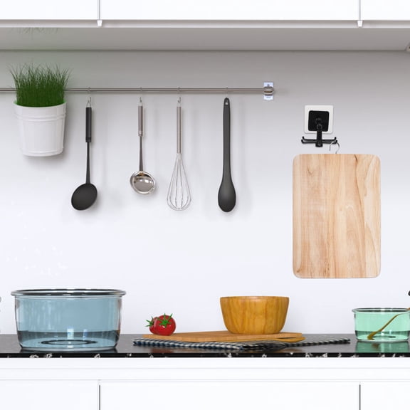 TEHAUX Plastic Bathroom Hooks Wall Mounted Cookware Hooks Black 6pcs