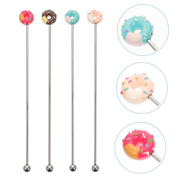 TEHAUX Reusable Donut-Shaped Stirrer Sticks for Home Use, Set of 6, 7.9 x 0.8 x 0.4 Inches