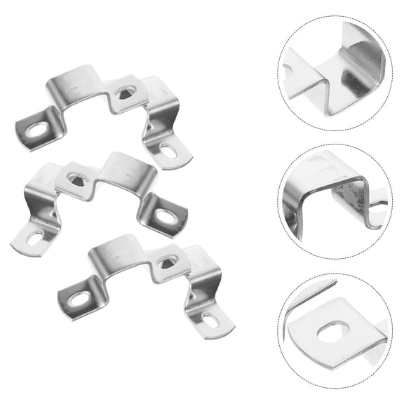 TEHAUX 6pcs U-tube Strap Clamps Tubing Clamps Heavy Duty Strap Clamps Stainless Steel Strap Clips