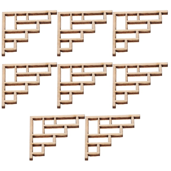TEHAUX 8Pcs Beige Wood Corner Protectors Flower Applique for Wall and Door Decoration Home Improvement