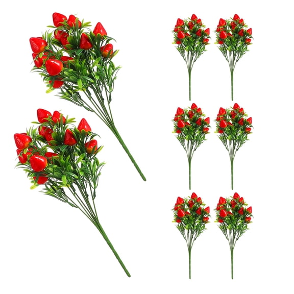 TEHAUX Artificial Strawberry Stems, Plastic, Multi-Color, Easy to Clean, Perfect for Decoration, 8Pcs