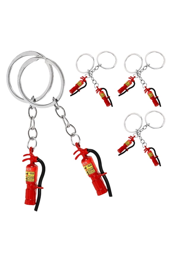 8Pcs Fire Extinguishers Keychain Red Alloy Compact Firefighter Pendant Decorative Bag Hanging Ornament