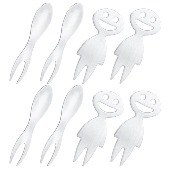 TEHAUX 8-Piece Stainless Steel Corn Holders with Ergonomic Handles for BBQ, Grilling, and Fruit Serving at Home