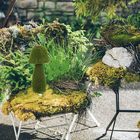 TEHAUX Adorable Dark Green Mushroom Decor for Garden Patio and Yard Vivid Flocking Foam 4.7 Inches