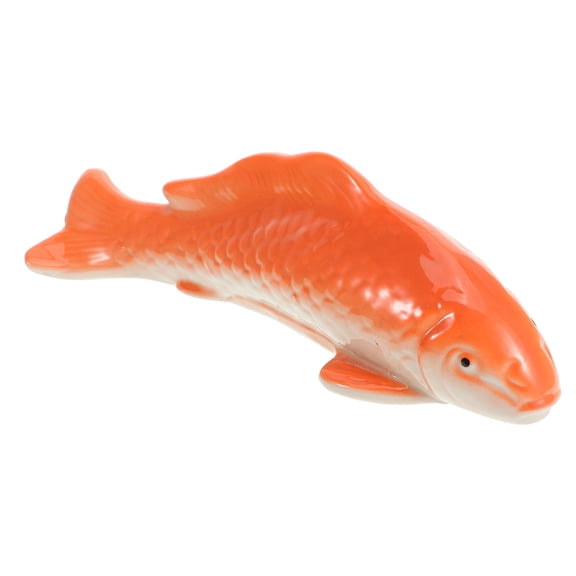 TEHAUX Red Ceramic Fish Figurine Floating Ornament for Aquarium and Pond