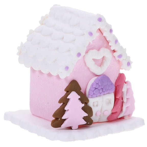 TEHAUX Polymer Clay Christmas House Ornament in Assorted Colors, Glowing DIY Holiday Decor Table Centerpiece, 4.5 Inch