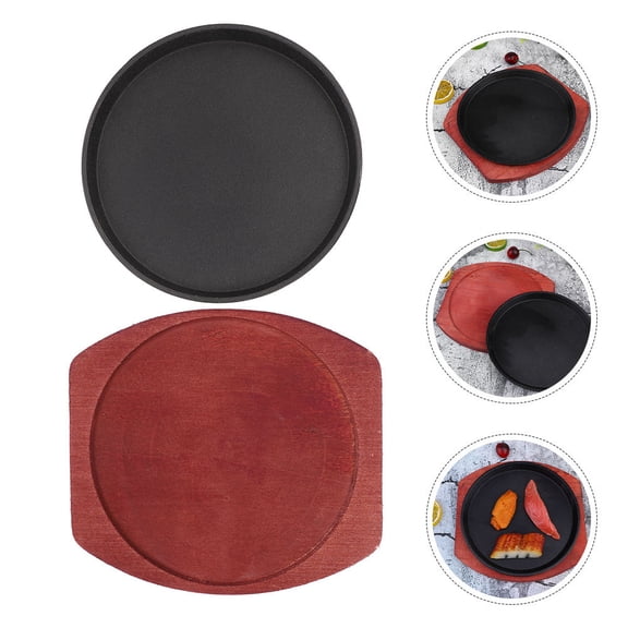 TEHAUX Black Cast Iron Grill Plate Thickened Design for Versatile Home Use