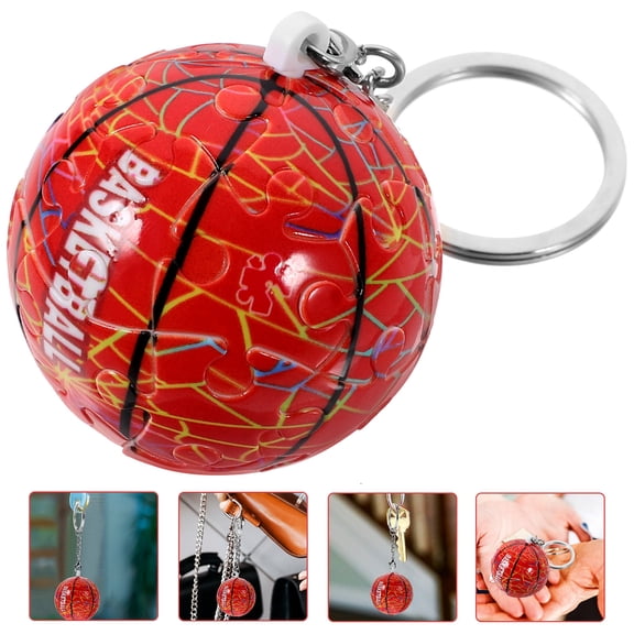 TEHAUX Basketball Keychain Multi-Color Plastic Sports-Themed Pendant for Bags and Keys 1 Piece