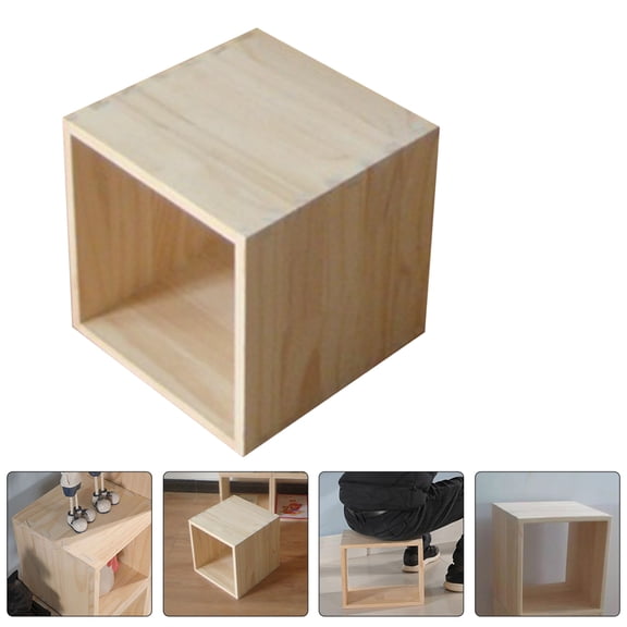 TEHAUX Beige Wooden Storage Bin with Dovetail Joint Durable Solid Wood Design