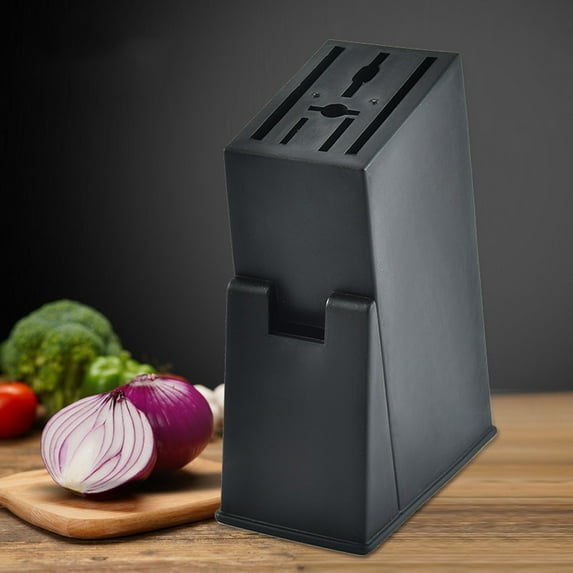 TEHAUX Black Plastic Knife Storage Block for Kitchen Organization and Cutlery Display Stand 7.5 x 4.5 x 3 inches