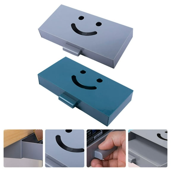 TEHAUX Blue Hidden Storage Box for Office Desk Organization ABS Material Neat and Clean Storage 2pcs