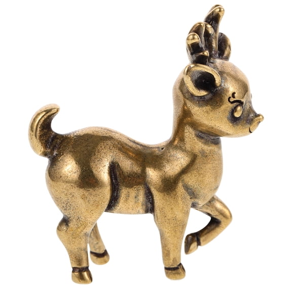 TEHAUX Vintage Style Golden Brass Deer Figurine with Detailed Craftsmanship for Elegant Tabletop and Home Decoration