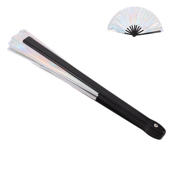 TEHAUX Bridal Fan With Silver PVC For Events 1Set
