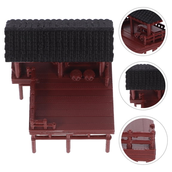 TEHAUX Asian Garden Ornaments Miniature Pavilion Statue Plastic for Home Decor Chinese Traditional 1Set