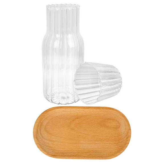 TEHAUX Carafe with Lids Glass Kettle Set Drip Proof Spout Water Pitcher 19X8.3X8.3CM