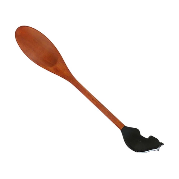 TEHAUX Cat Design Wooden Spoon for Tea Coffee Cooking and Serving Natural Color EcoFriendly Chocolate 10 Inch