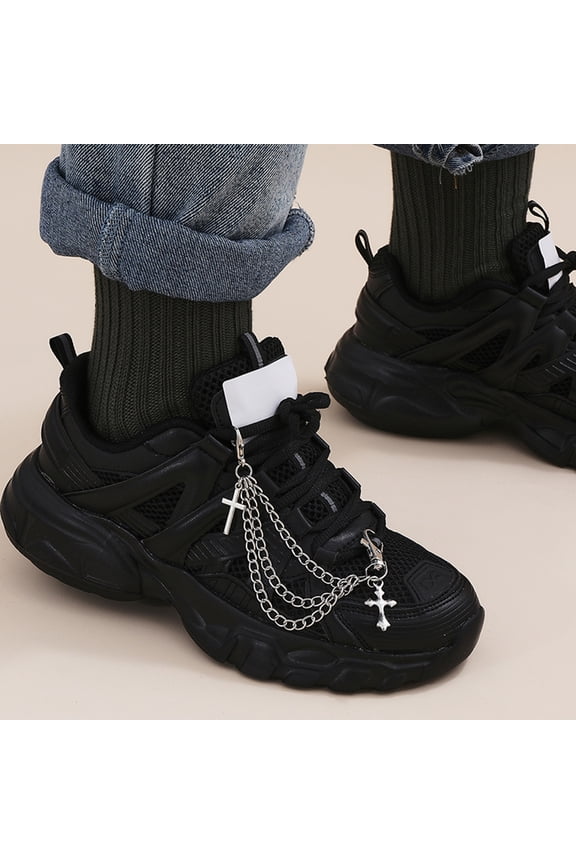 Shoe Chain Silver 2Pcs 6.9X1.3X0.2In Alloy Layered Design Retro Versatile