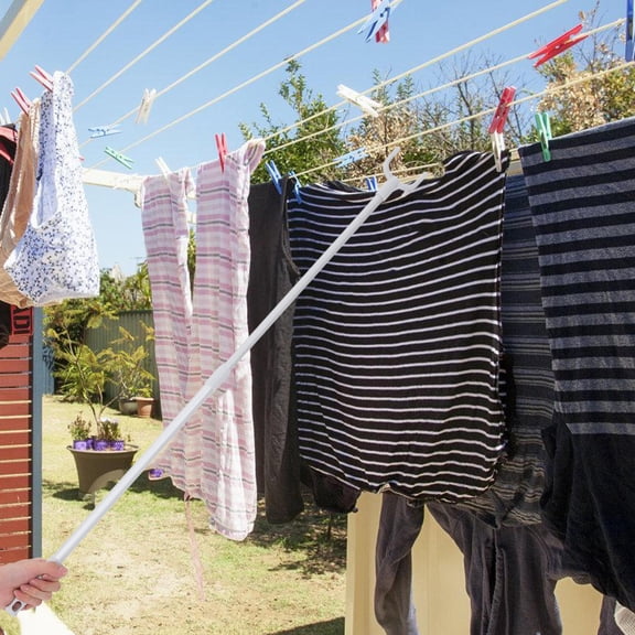 TEHAUX Extendable and Adjustable Clothes Reach Pole, Sturdy Design for Hanging Clothes in Hard-to-Reach and Small Spaces