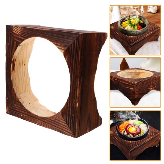 TEHAUX Cooking Pot Stone Pot Wooden Rack 18.00X18.00X7.00CM