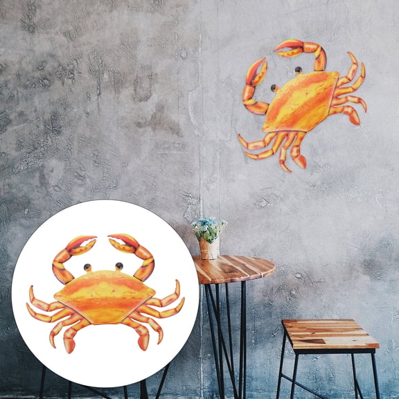 TEHAUX Crab Shaped Wall Decor 1Pcs 25x15cm Orange Iron For Indoor Space Decoration