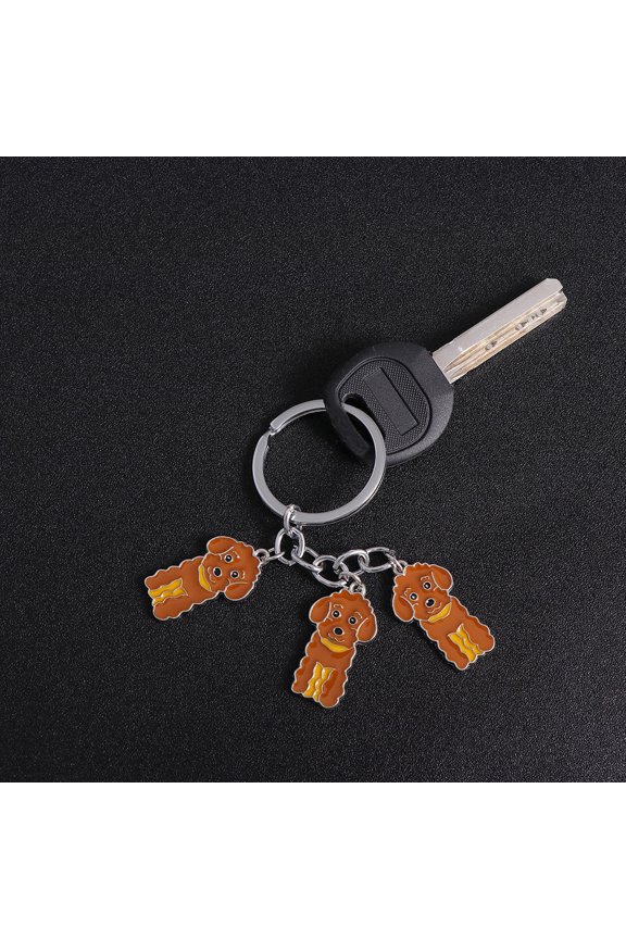 Creative Brown Metal Keychain for Hanging Keys Handmade Durable Decorative Pendant Car Ring Gifts 2.5 inch