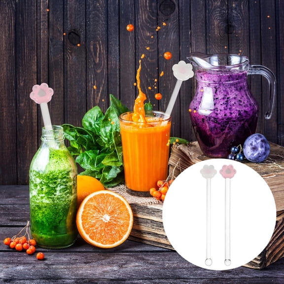 TEHAUX 2-Pack Transparent Glass Stirring Rods for Coffee, Lemonade, Cocktails, and Beverages Mixing