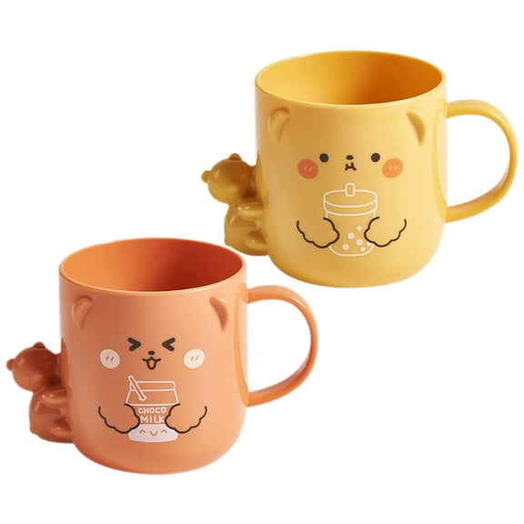 TEHAUX Cute Plastic Bathroom Cup 2Pcs Cartoon Shape For Kids