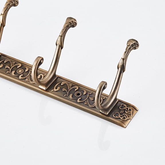 TEHAUX Dark Brown Wall Mounted Coat Hook Rack Sturdy with 5 Scrolls for Home Storage 23.6 Inches