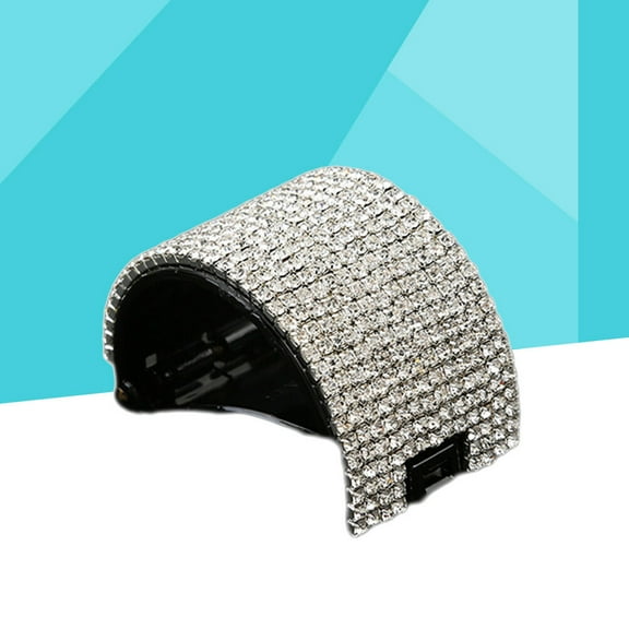 TEHAUX Black Crystal Ponytail Holder Hair Clip Barrette for Women and Girls Easy Hairstyling Accessory