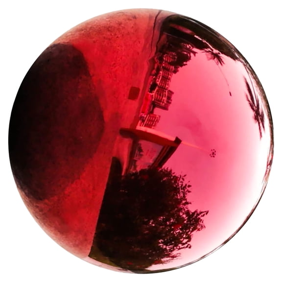 TEHAUX Red Polished Hollow Stainless Steel Garden Gazing Globe for Decorative Outdoor Use