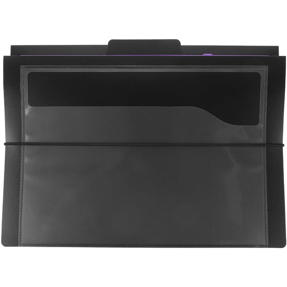 TEHAUX Black Plastic File Folders with Pockets for Document Organization Suitable for Office Use and Travel