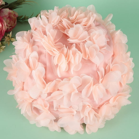 TEHAUX Fashionable Pink Women Swim Cap with 3D Flower Design Lightweight Nylon Ear Protector for Swimming