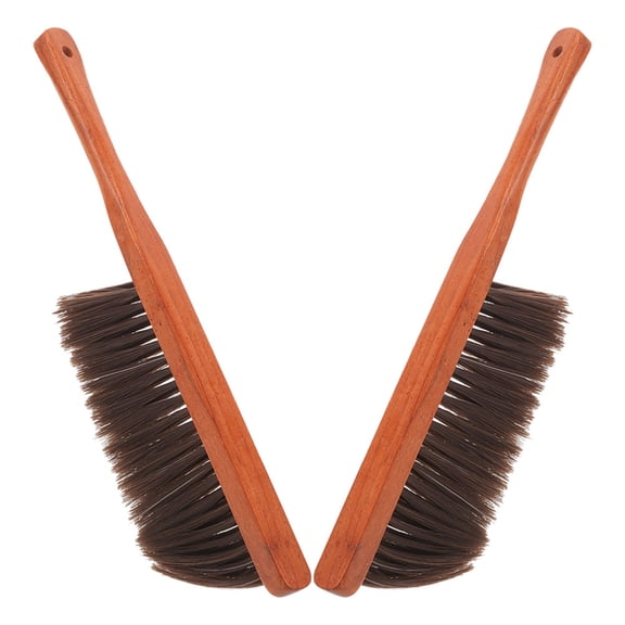 TEHAUX Fireplace Tool Set with Ergonomic Handle for Cleaning Chimneys Stoves and Fireplaces Brown Wood 2pcs