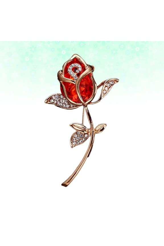 Red Rose Brooch Flower Pin for Women, Elegant Floral Jewelry Accessory for Decoration and