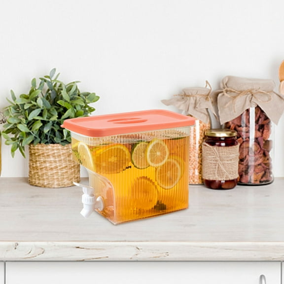 TEHAUX Plastic Iced Tea Pitcher Orange 1 Piece Drink Container for Home and Outdoor Use