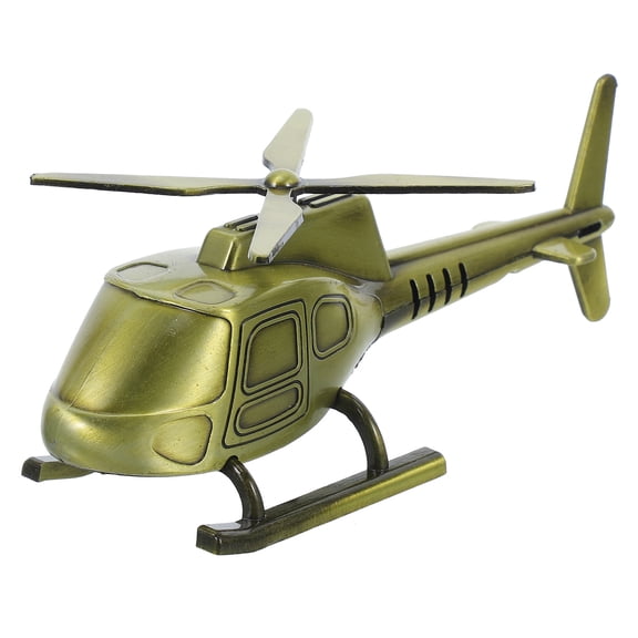 TEHAUX Golden Metal Helicopter Model with Fine Craftsmanship Vintage Style Alloy Desk Decor