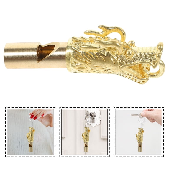 TEHAUX Golden Brass Animal Shaped whistle with Loud Sound for Outdoor Use and Decorative Purposes 4 Pieces