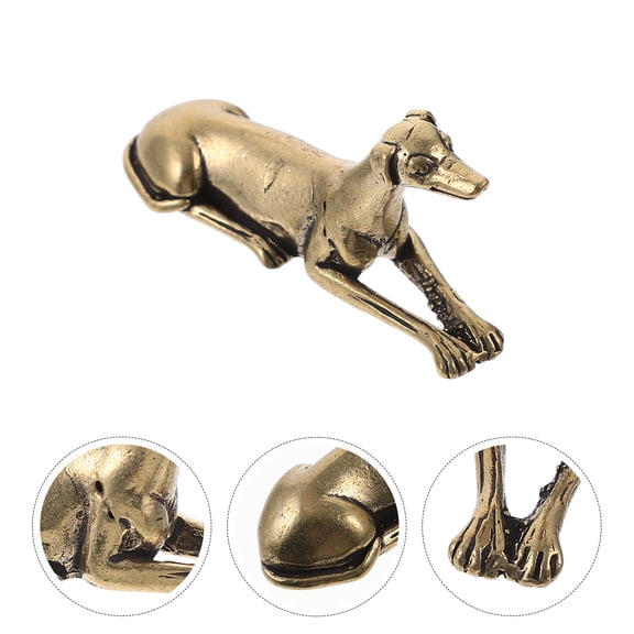 TEHAUX Brass Hunting Dog Desktop Ornament 1Set 2.2x1.1x0.6in