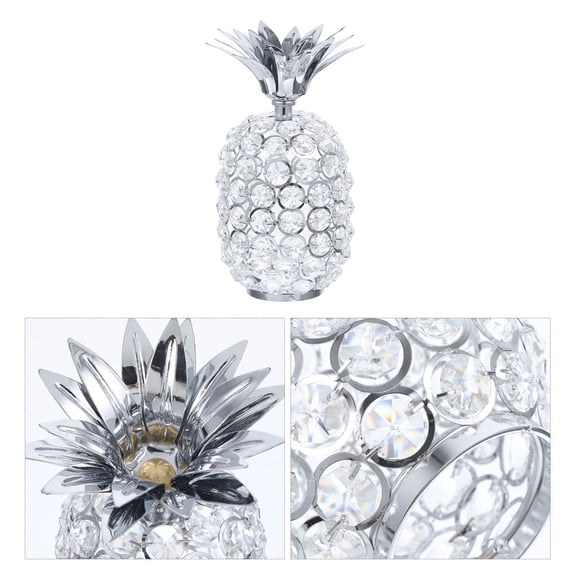 TEHAUX Golden Crystal and Metal Pineapple Decor for Living Room Tabletop Decorations 7 Inch