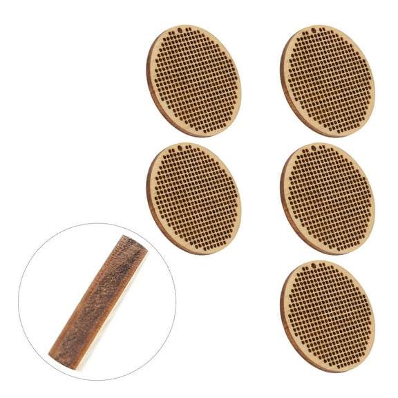 TEHAUX Round Wooden Cross Stitch Board For Lovers 5Pcs 2.0X2.0X0.1In