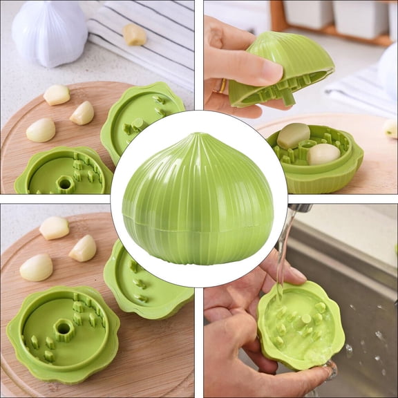 TEHAUX Green Garlic Peeler Crusher Tool Made of for Kitchen Use Easy to Clean and Save Time 1PC