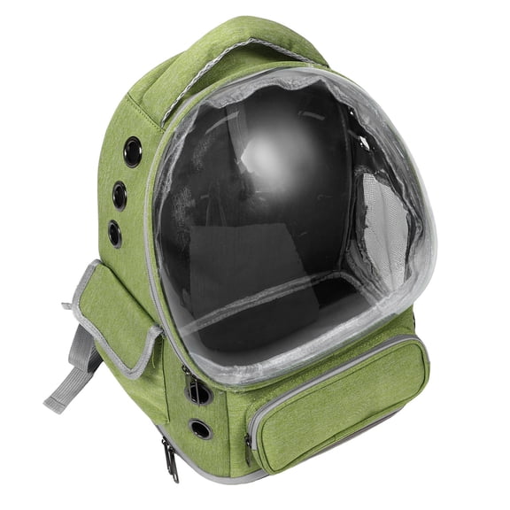 TEHAUX Spacious Transparent Green Cat Carrier Backpack Foldable Breathable Pet Travel Bag
