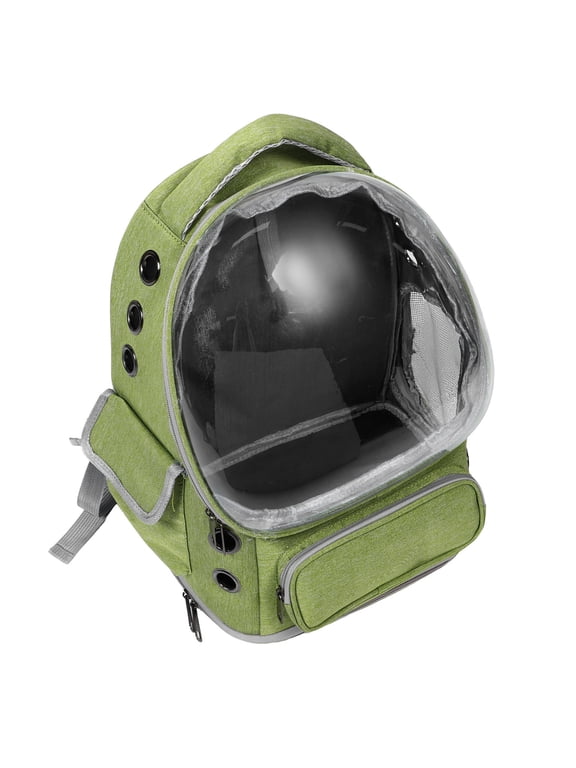 Foldable Transparent Cat Carrying Backpack Spacious Breathable Pet Travel Bag Green