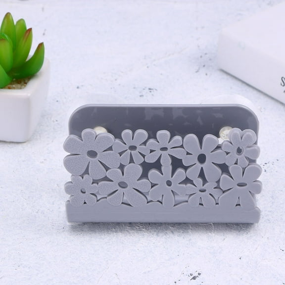 TEHAUX Grey PP Sponge Holder with Suction Cups for Draining Sponges and Brushes Sink Organizer 7.5x3.5x4.5 Inches