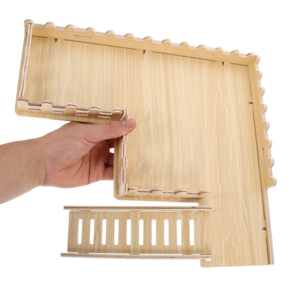 TEHAUX Hamster Activity Toy Hamster Platform Wooden Khaki Climbing Playground 1Pack